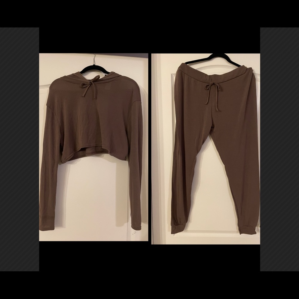 PLT Plus chocolate knitted 2 piece set